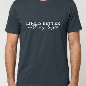 Tricou din bumbac organic Premium-Life is better with my dogs, Unisex