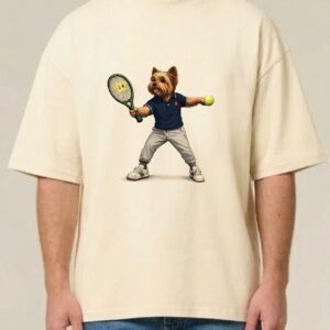 Tricou bumbac organic Oversized-Tennis Dog, Unisex