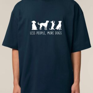 Tricou bumbac organic Oversized-Less people, more dogs, Unisex