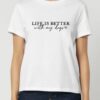Tricou din bumbac organic Premium-Life is better with my dogs, Femei